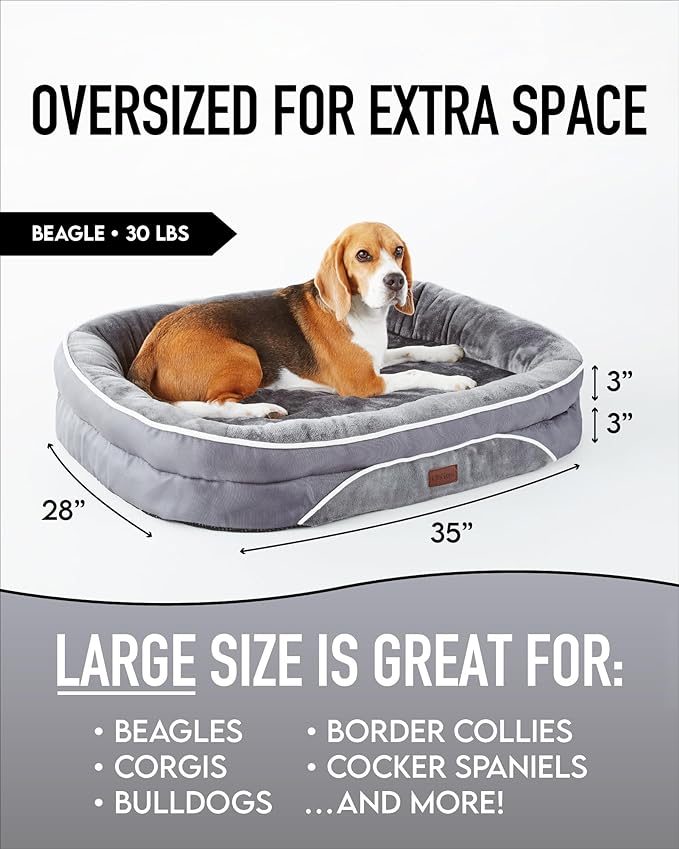 Orthopedic Dog Bed with Four Sided Bolster Cushion and Non-Slip Bottom